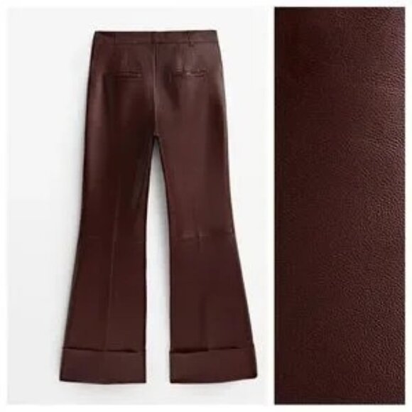Massimo Dutti Pants - NWT. Massimo Dutti Limited Edition Nappa Leather Flared Trousers. Size M